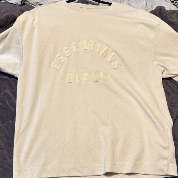 Essentials Tops - ESSENTIALS Cream 'BLANK' Raised Logo Crewneck